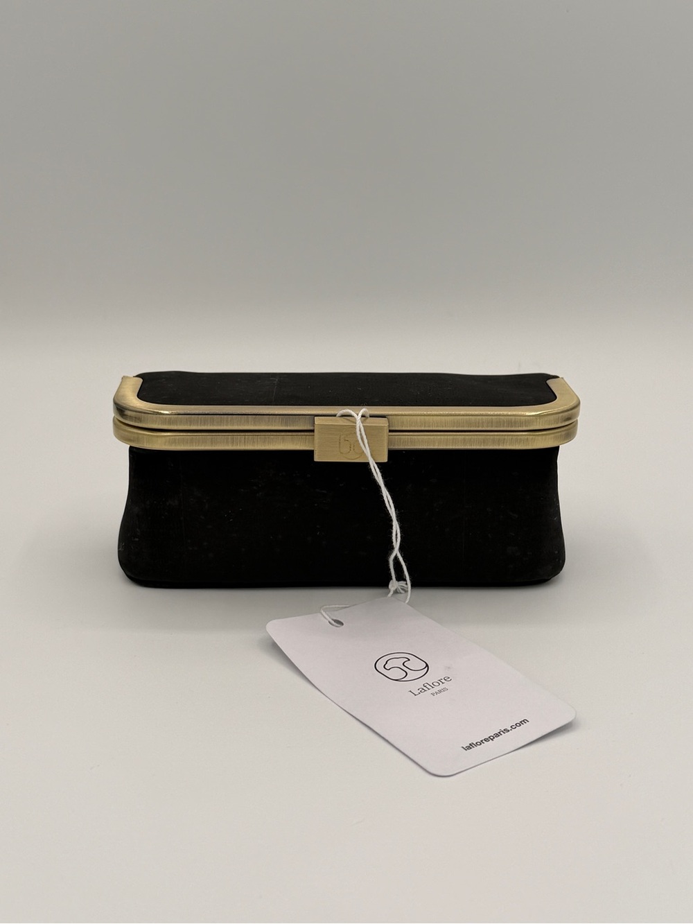 Laflore Paris Vegan Makeup Case Black Brass Hardware Cork Skin Handmade